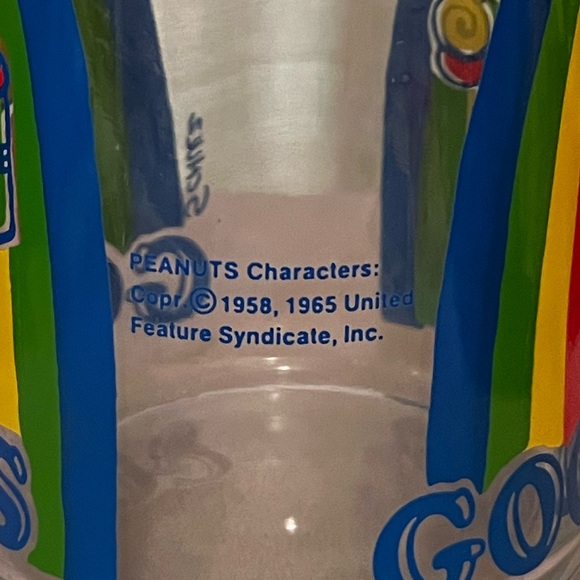 Vintage Peanuts Snoopy and Woodstock Glass Goodies Jar with Colorful Rainbow EUC - Picture 3 of 7